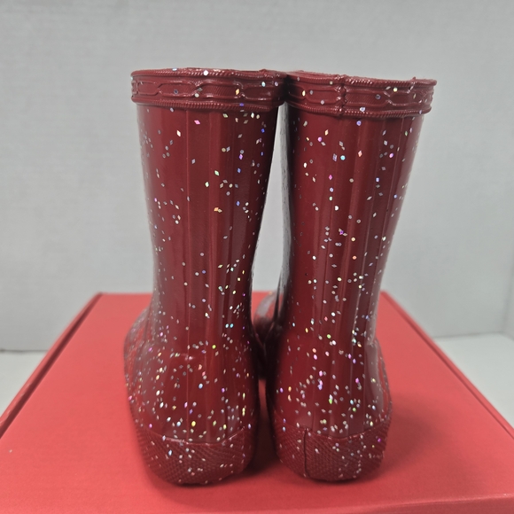 Hunter Kids First Glitter Rain Boots In Vital Burgundy Size EU 21 US C5 - C6 - Picture 6 of 12